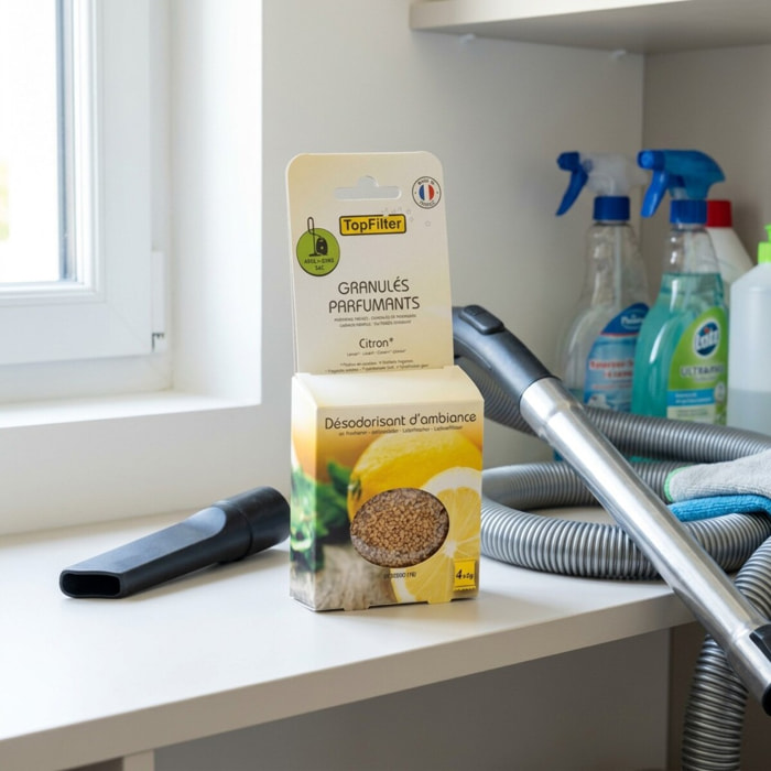 Lot de 4 sachets de granulés parfumants pour aspirateur au citron TopFilter