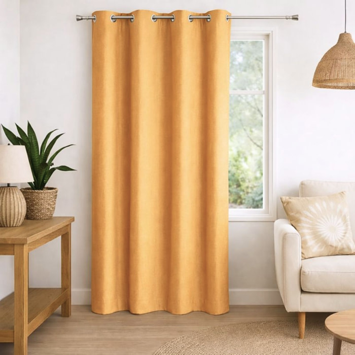 Rideau 100% occultant  - Effet chiné - Jaune Ocre