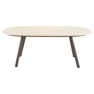 VICK - Salon de jardin 4 places en acier et cordage synthétique taupe