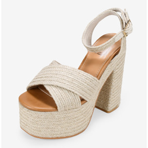Sandalias de esparto beige con tacón XXL