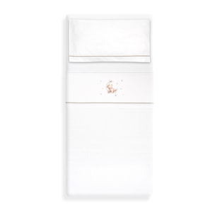Triptico Cuna Franela Estampado Oso Luna Estrellas Bco/Verde