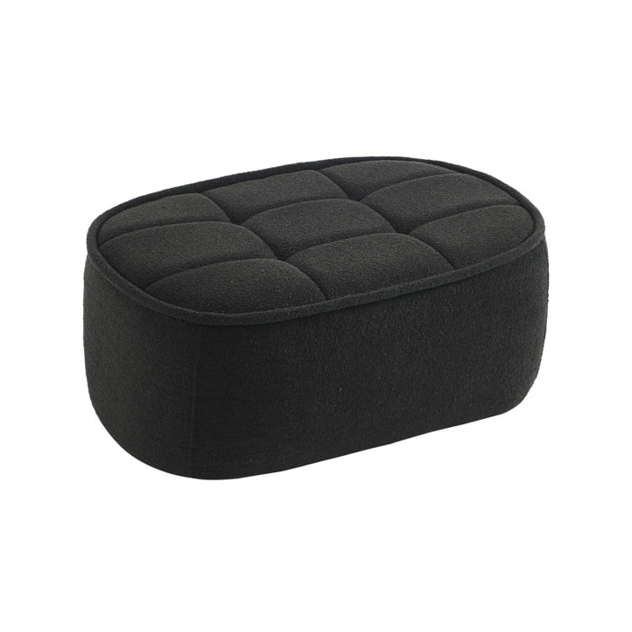 Pouf. repose-pieds pour chauffeuse 1 place Boni bouclette texturée noir L 91 x P 63 x H 40cm - Boni