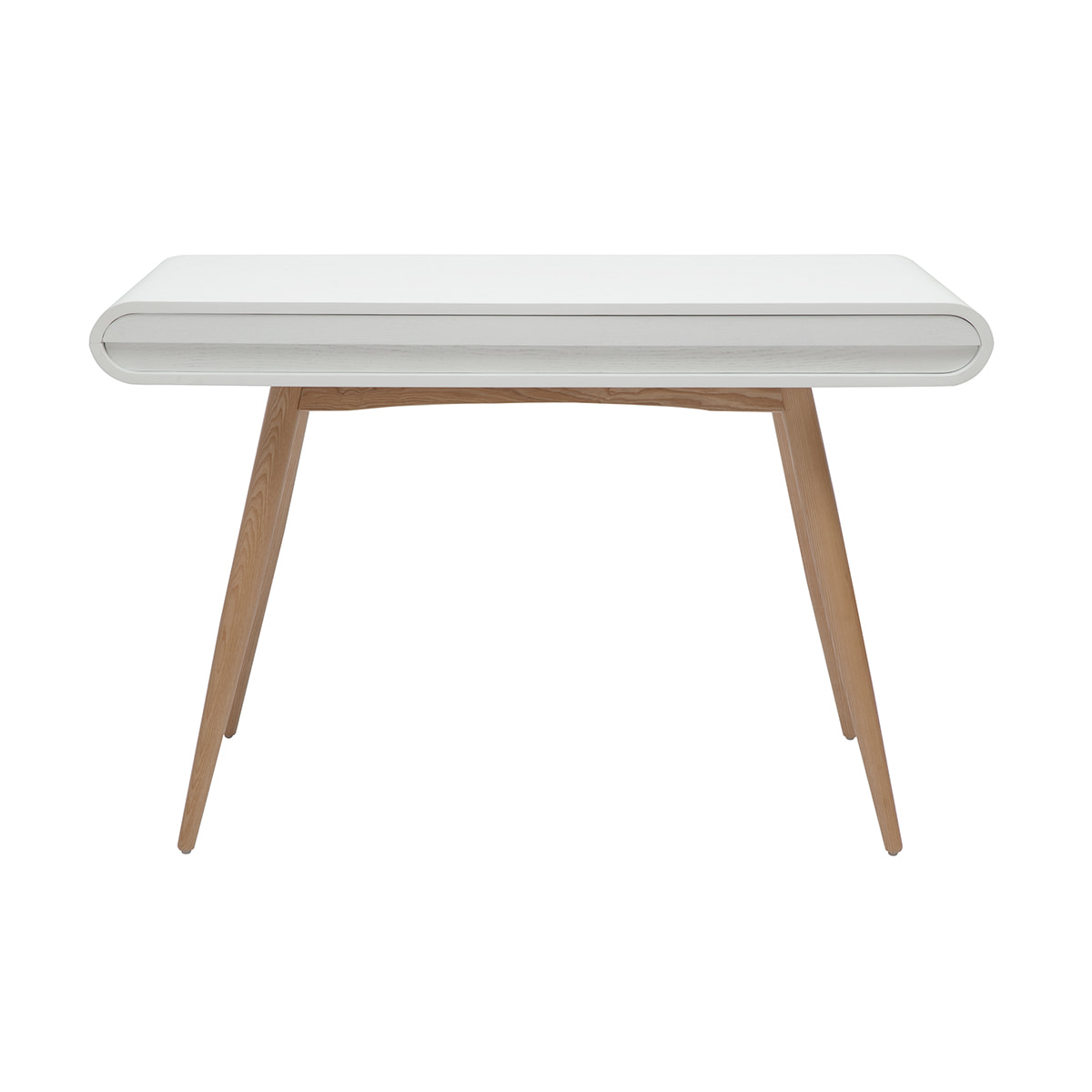 Bureau avec rangements 2 tiroirs scandinave bois clair et blanc L120 cm BJORG