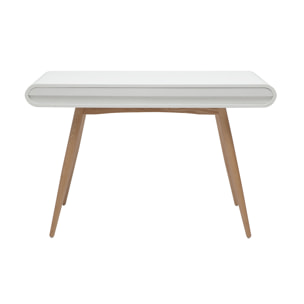 Bureau avec rangements 2 tiroirs scandinave bois clair et blanc L120 cm BJORG