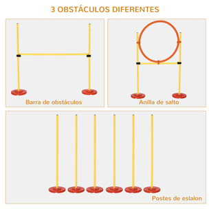 Equipo de Entrenamiento de Agilidad para Perros de 3 piezas Set de Agilidad con Obstáculos de Salto Aro Valla de Altura Ajustable y Bolsa de Transporte Amarillo