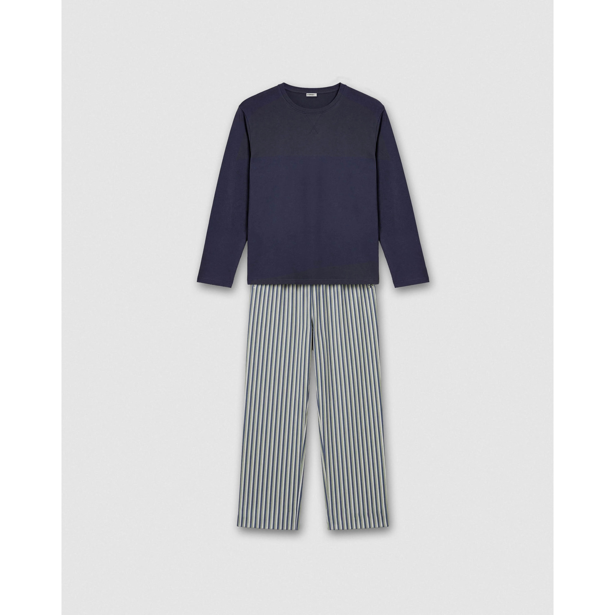 Pijama largo de algodón raya mare azul marino