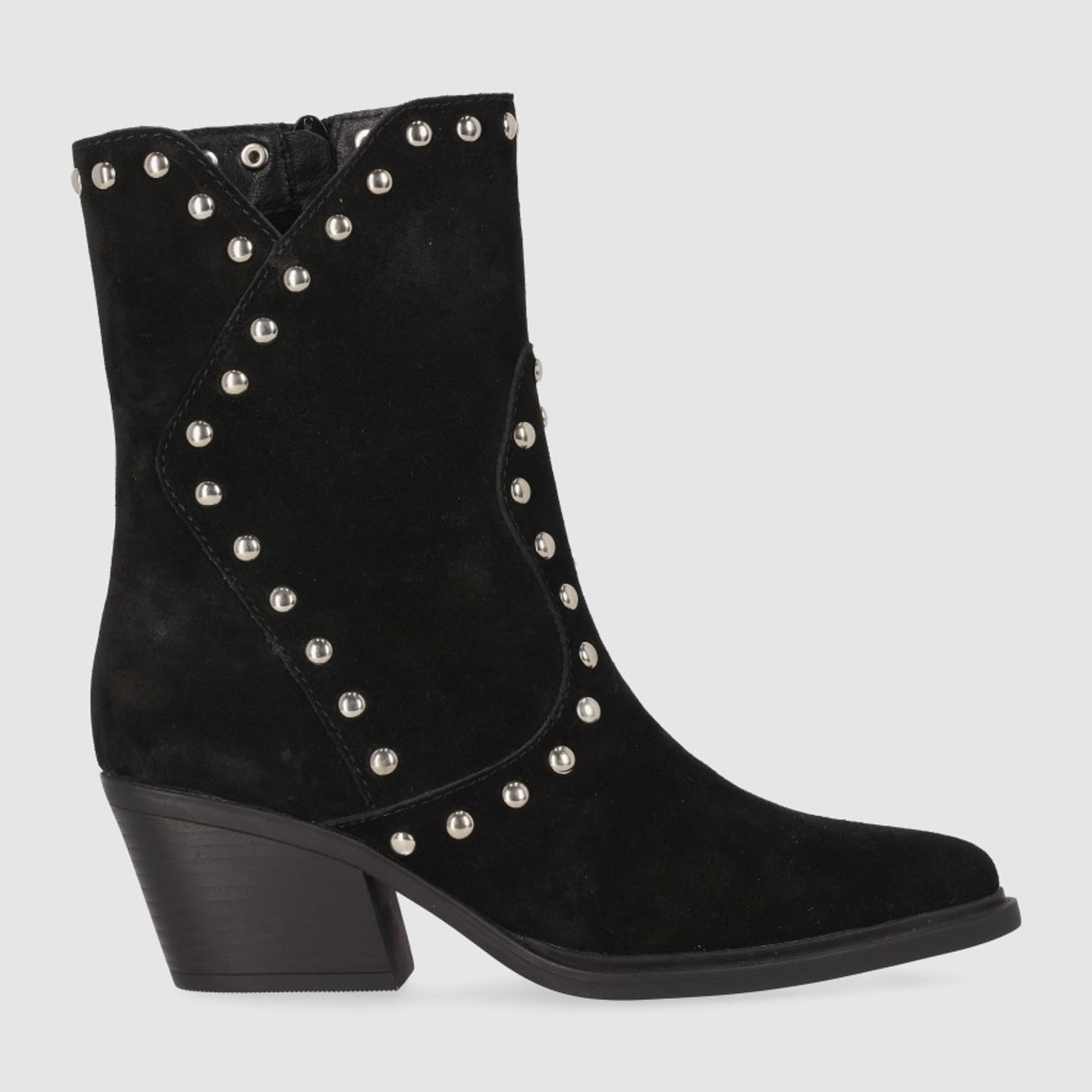 Botines de Serraje - Negro - Tacón: 5 cm