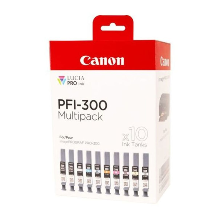 Cartouche d'encre CANON Pack Multipack 10 Originales PRO-300 (Couleurs Photo) - 4102C001