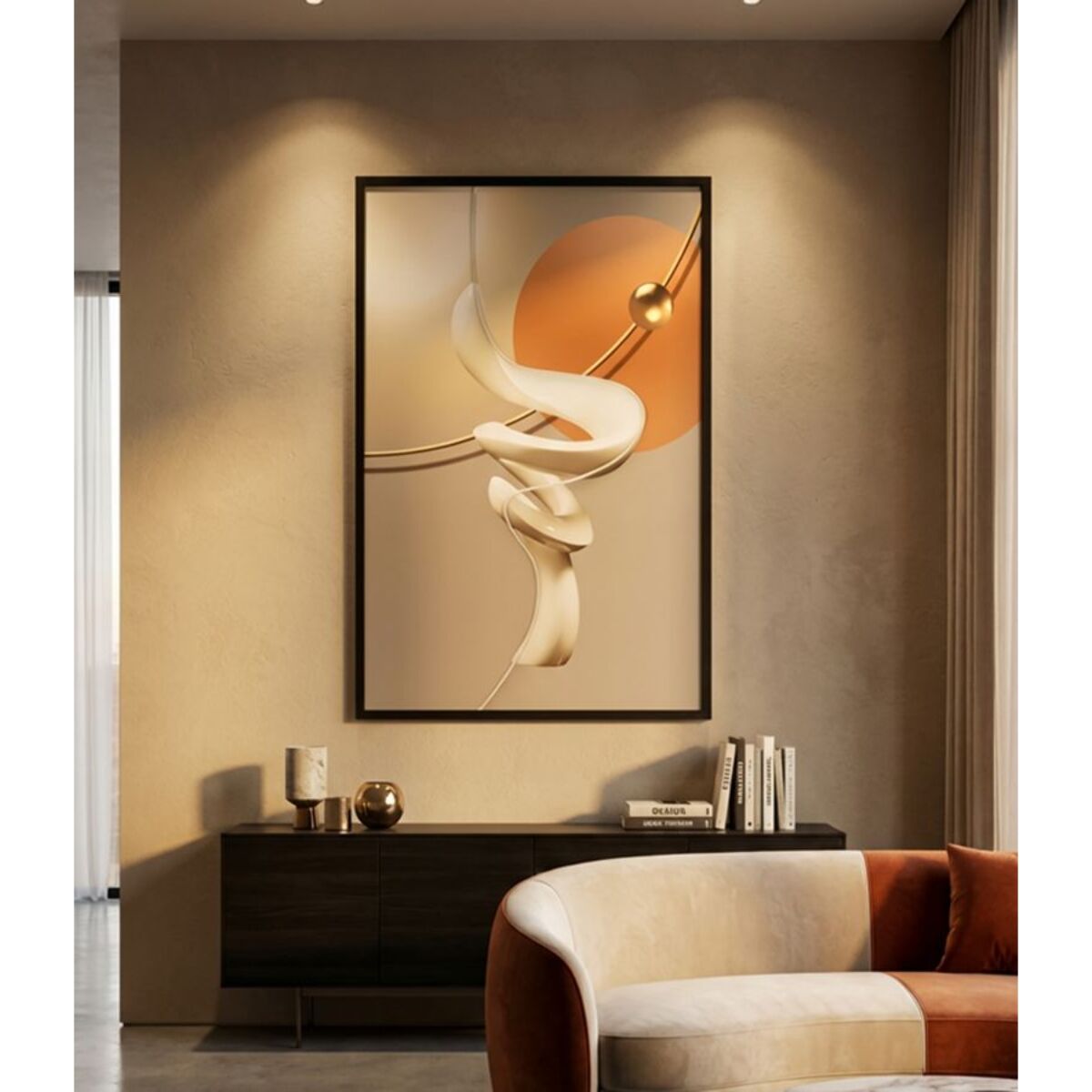 STAMPA C/LED SU TELA ABSTRACT -B- CM 80X4X120