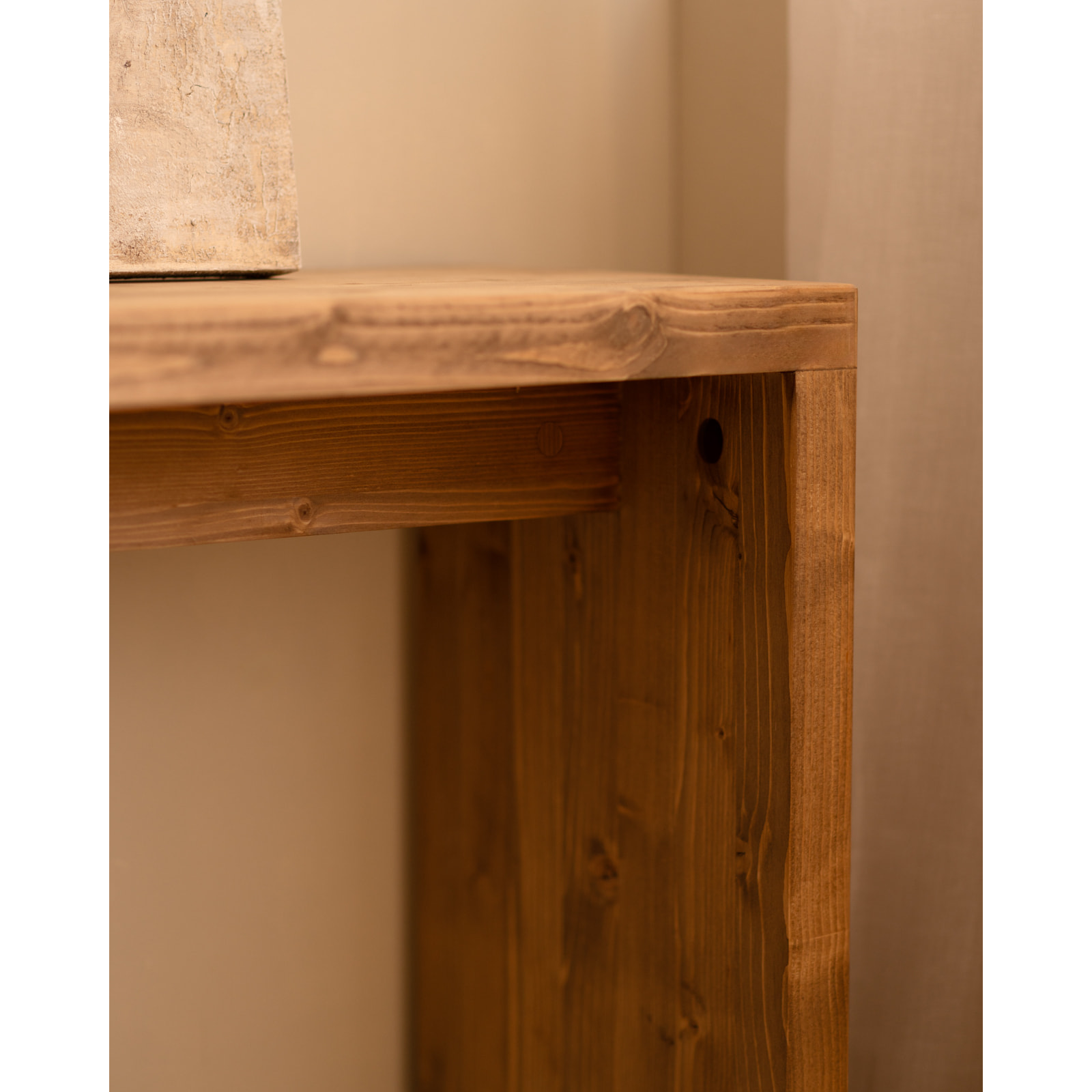 Console en bois massif ton chêne foncé 120x80cm Hauteur: 80 Longueur: 120 Largeur: 30