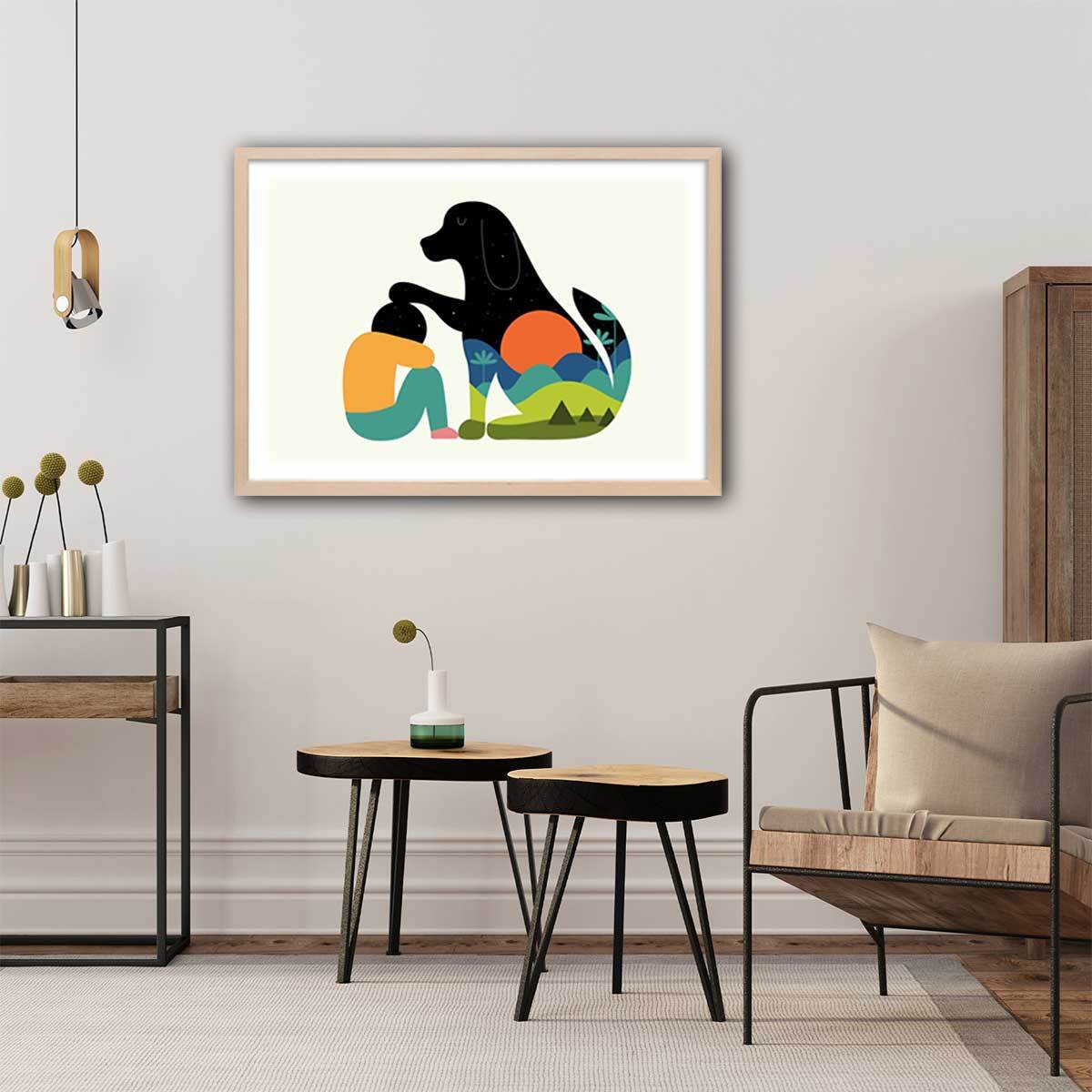 Affiche  belle et sebastien Affiche + cadre en bois - Chêne