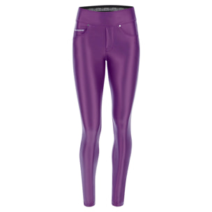 N.O.W.® Pants in tessuto coated effetto pelle vita risvoltabile