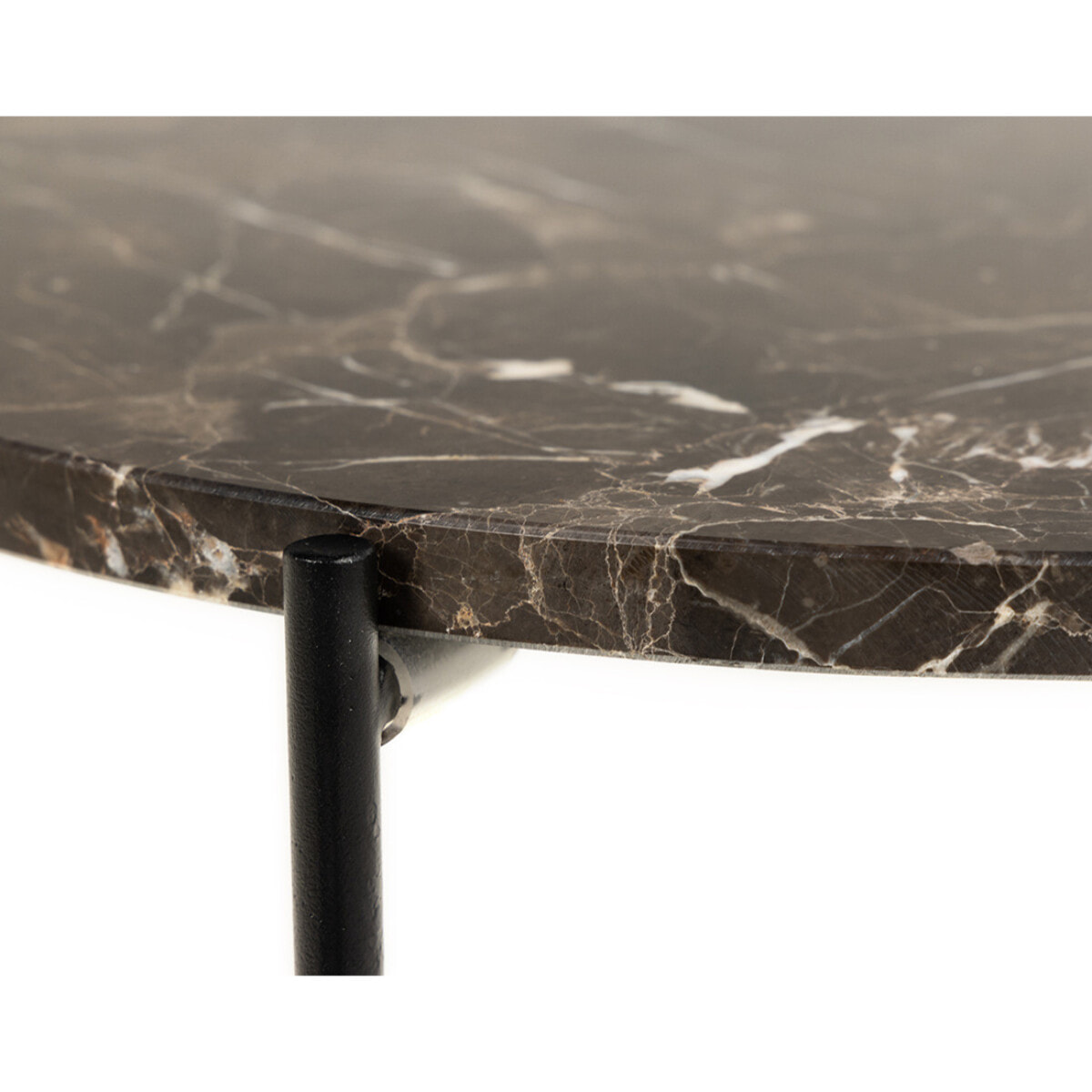 Ezaro - table basse - 52 cm - plateau en marbre - pieds en acier - Marron