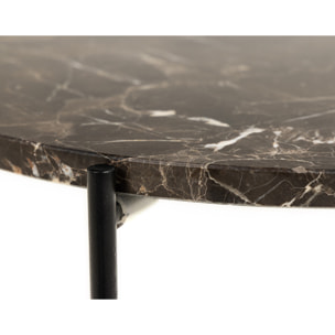 Ezaro - table basse - 52 cm - plateau en marbre - pieds en acier - Marron