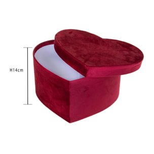 Scatola A Forma Di Cuore In Velluto. Dimensioni 27X23X5X14X Cm - Pezzi 2 - 27X14X23,5cm - Colore: Rosso - Bianchi Dino - Decorazioni Varie