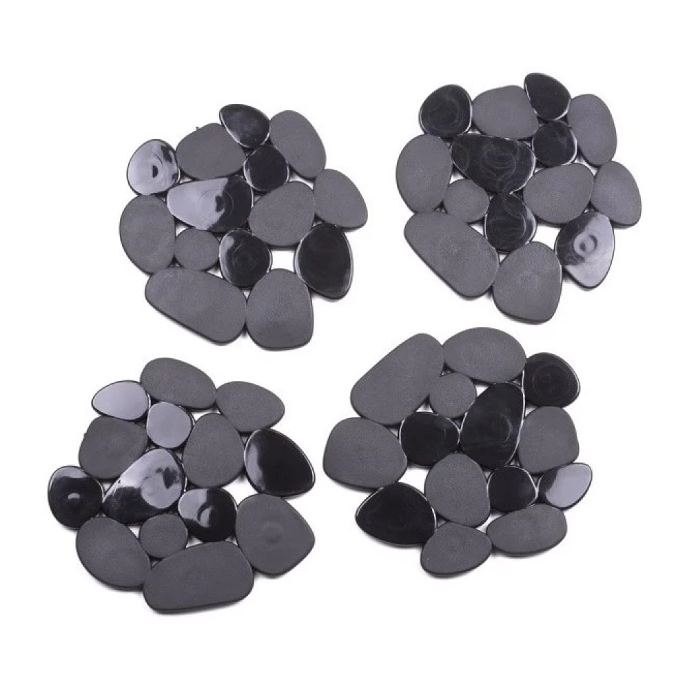 Lot de 4 Tapis antiderapants de douche ou baignoire PVC GALETS 12x13cm Noir MSV