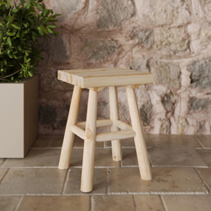 Tabouret de jardin carré en bois de teck brut H40 cm - Makam