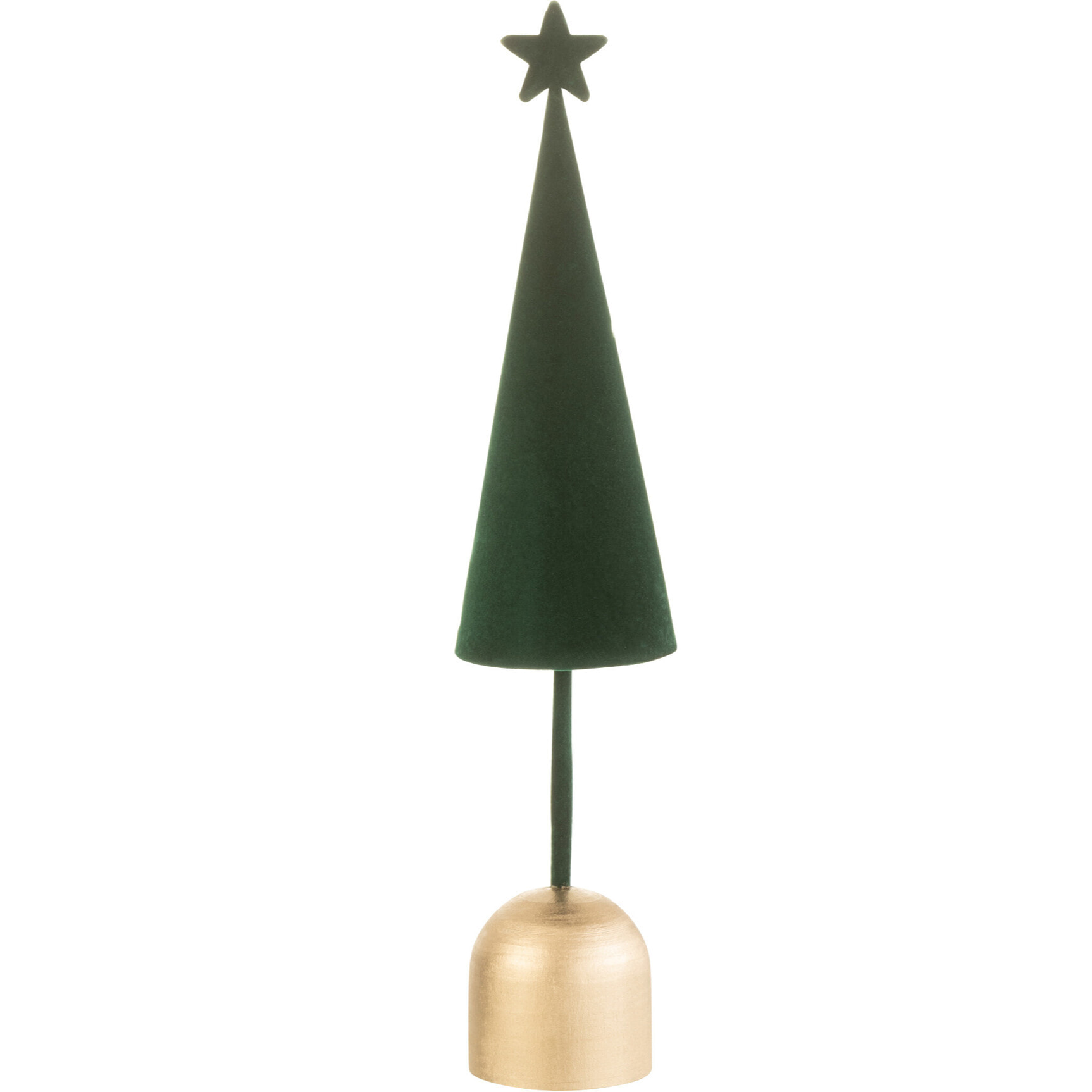 J-Line Sapin Noel Cone Sur Pied+Etoile Velours/Bois Vert L