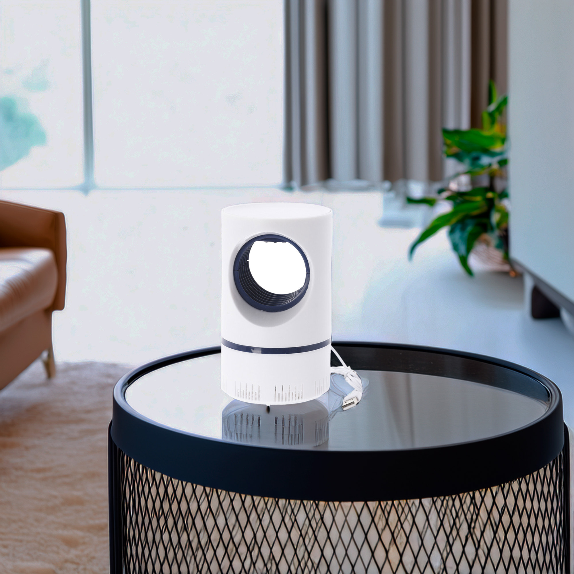 Well Home Lámpara Matamosquitos con Ventilador y Cable USB, Tamaño Ø9,6x16,4cm