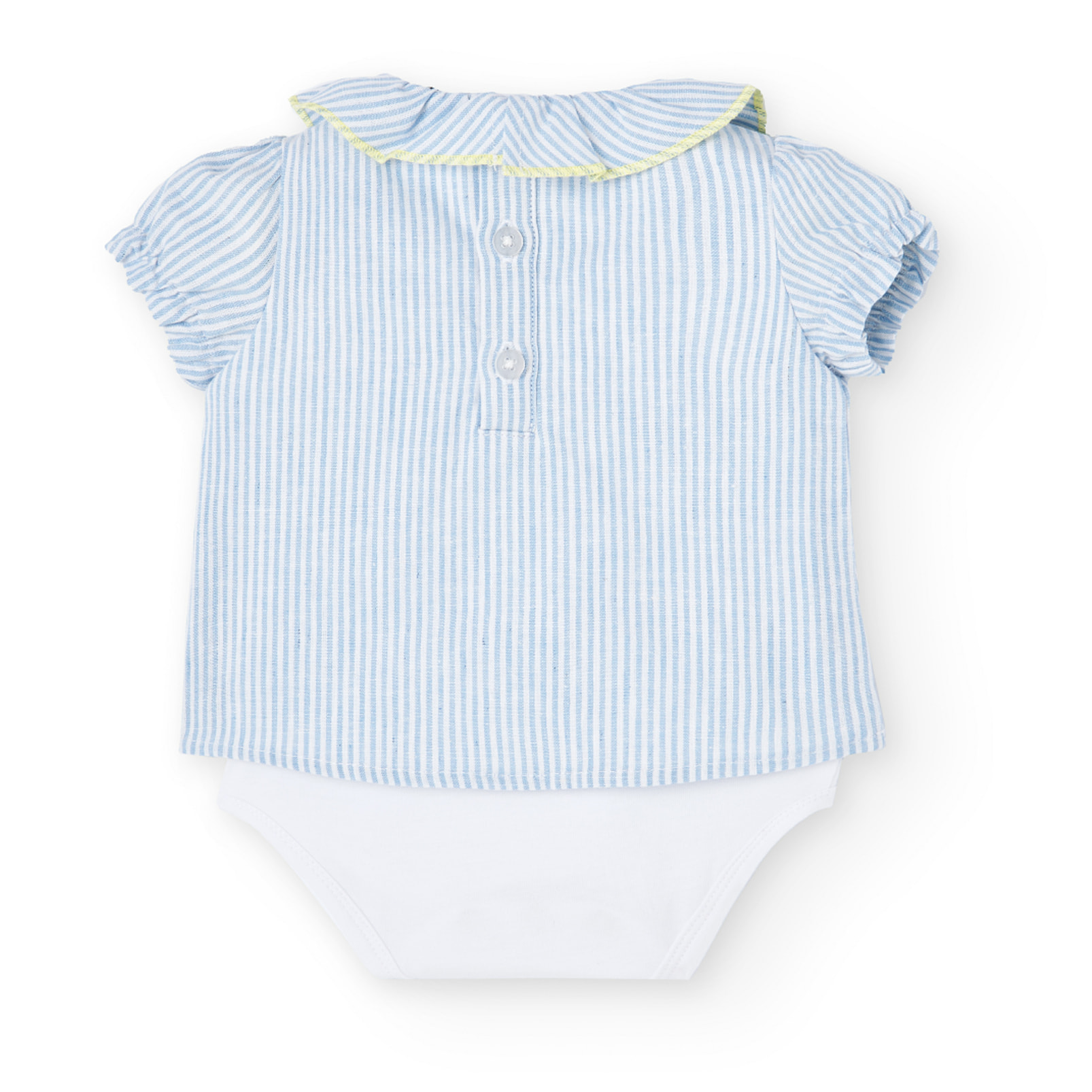 Conjunto combinado niña, algodón estampado rayas, azul claro
