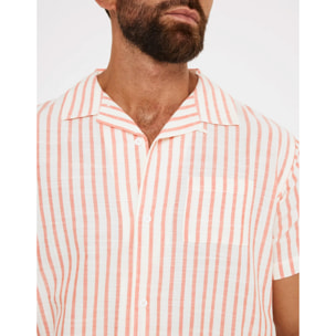 Camisa Rayas Manga Corta Rojo - Rayred