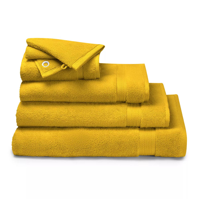 Gant de toilette pur coton 550 g/m² uni orange Elea safran