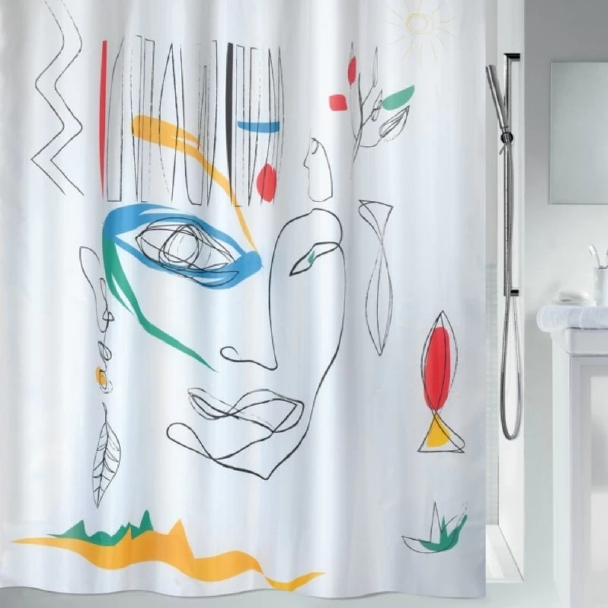 Rideau de douche Polyester FACES 180x200cm Multicolor Spirella