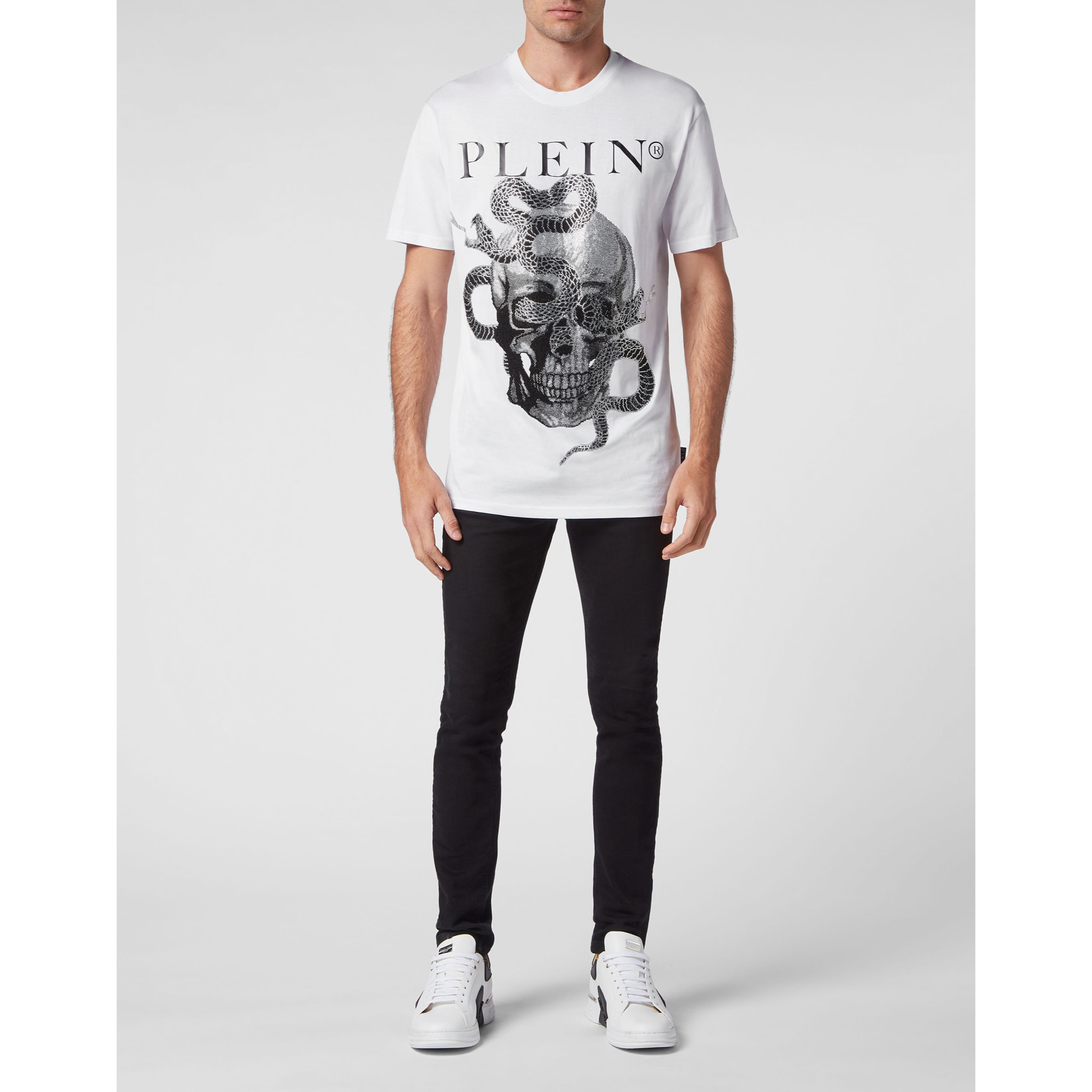PHILIPP PLEIN Camiseta de cuello redondo y manga corta SNAKE