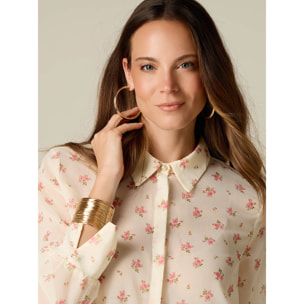 Oltre - Camicia con stampa floreale - Beige