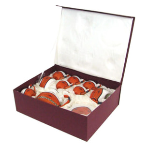 Tazza da the con teiera e lattiera 9 pezzi con decoro in bambù arancione