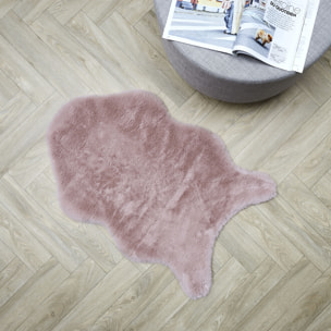 Tapis Imitation Fourrure Poil Fin Rose 60x90cm