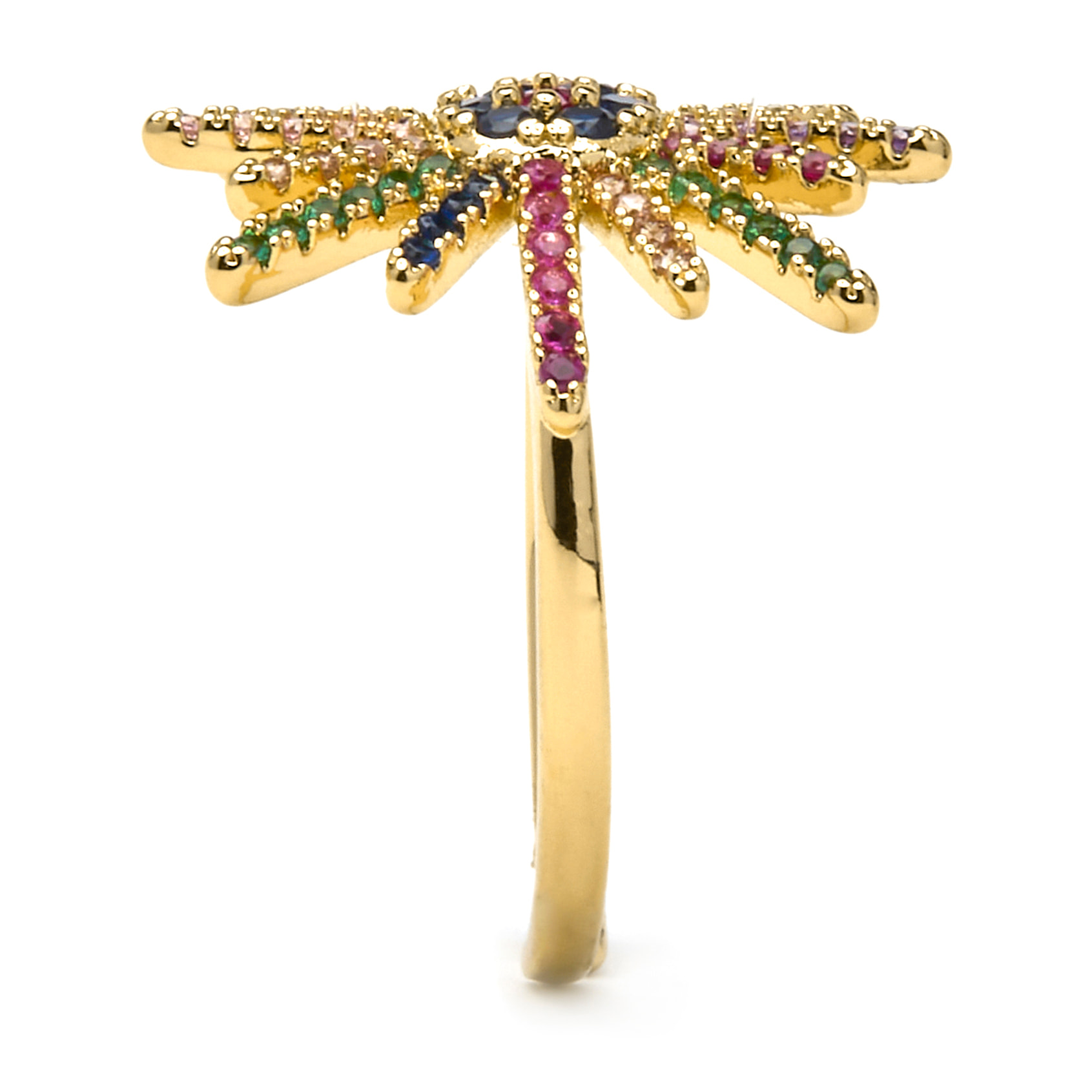 Anillo con Circonita Multicolor acabado oro 18k