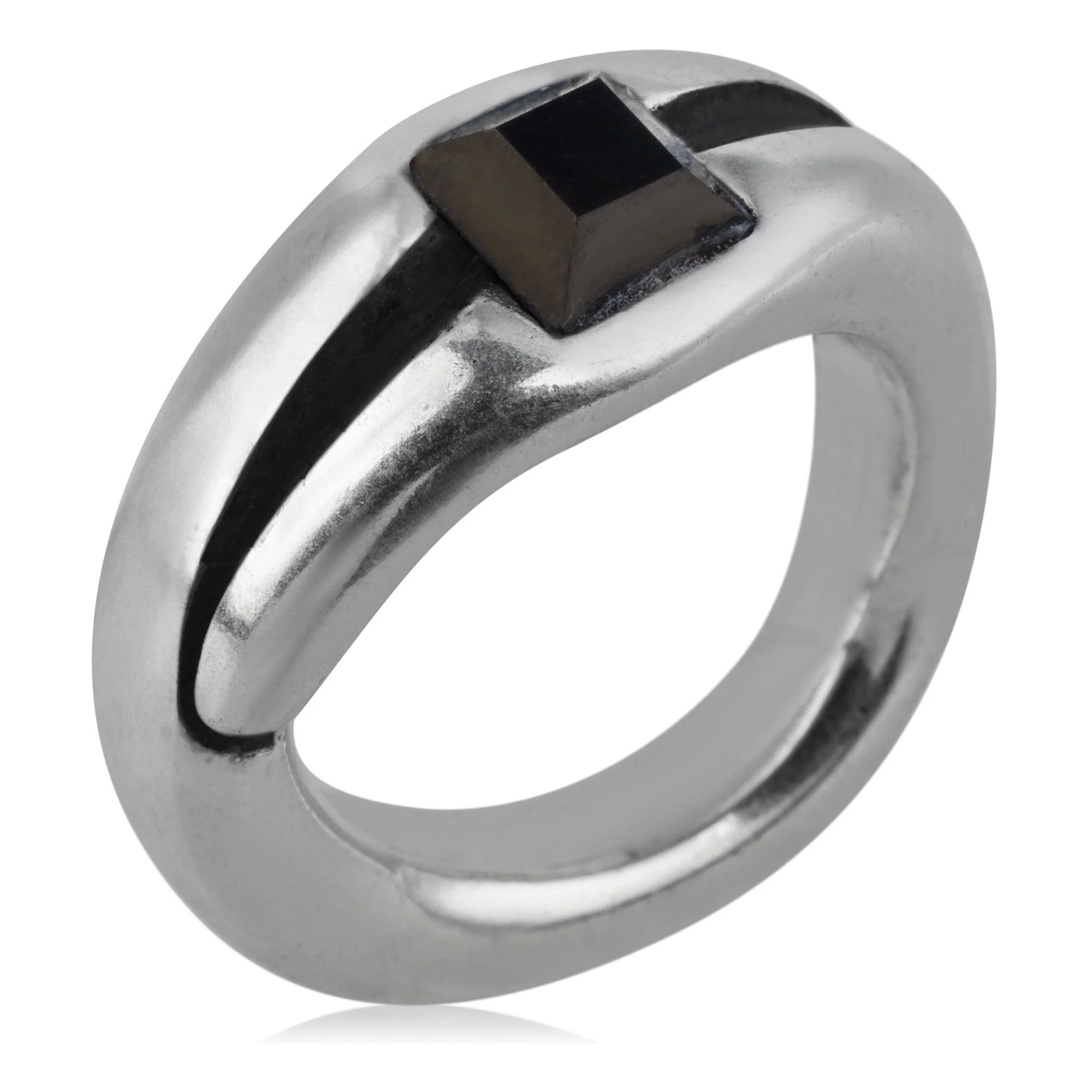 Anillo-Swarovski negro cristal plata 925 chapado