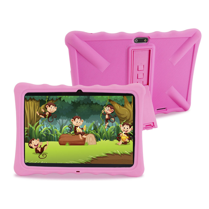 Tablet per bambini Wi-Fi. Sistema operativo Android 10 con IWAWA. Schermo 10.1'' 1280x800px. SC7731E, ARM Cortex™-A7 quad-core, 1,3 Ghz, 2 GB di RAM + 32 GB. Doppia fotocamera, custodia protettiva.