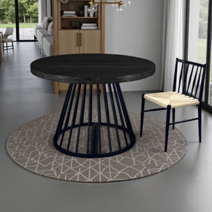 Table à manger ronde extensible Tomasucci FEAR, en MDF finition bois noir, 110 × 110 × 76,5 cm