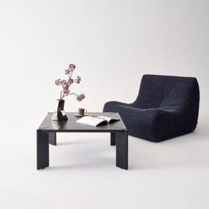 Table basse exotique carrée bois massif 80cm noir - Reva