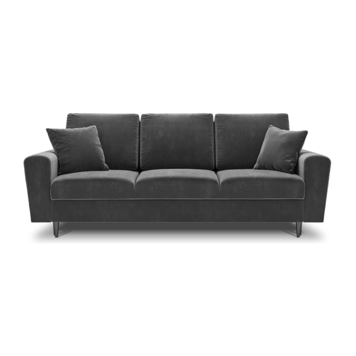 Canapé convertible avec coffre de rangement "Kyoto" 3 places en velours gris clair