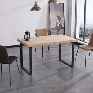 Mesa de comedor de madera de roble salvaje y patas metálicas en negro 140x80 cm Natural Roble salvaje - Negro