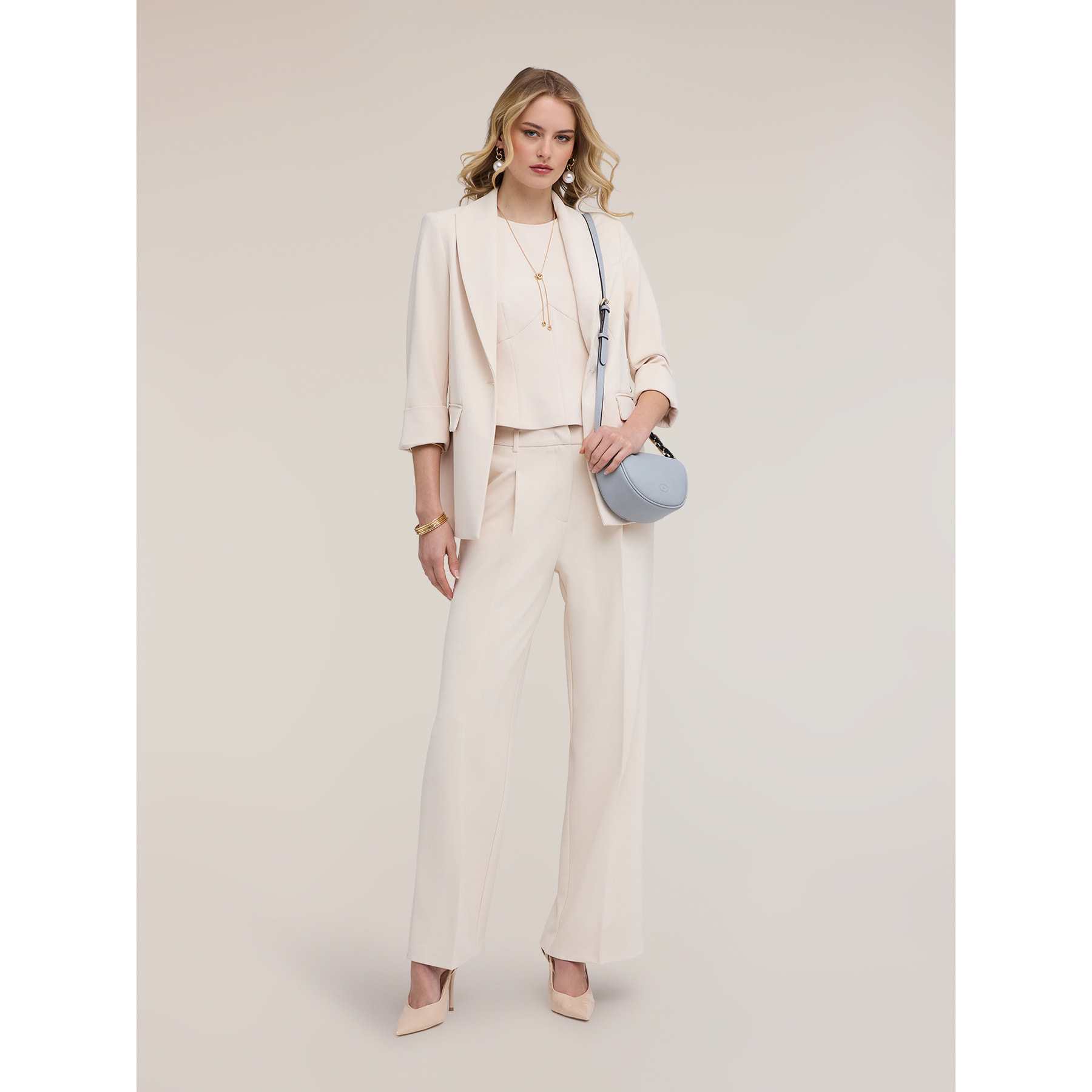 Motivi - Pantalones palazzo de crepé - Beige