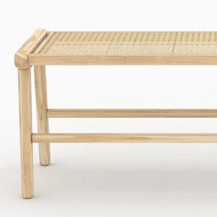 Banc 120 cm en bois de teck et cannage - Kuna