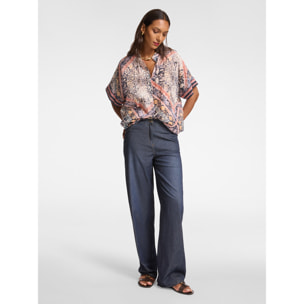 Elena Mirò - Jeans wide leg in Chambray - Blu