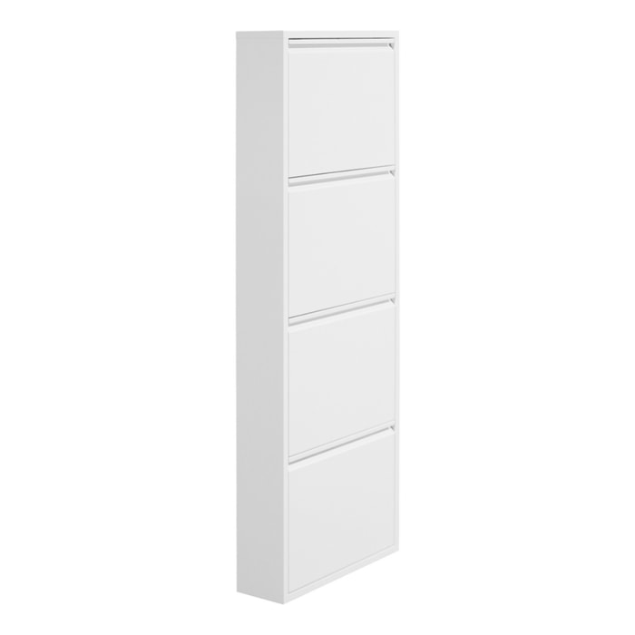 Scarpiera moderna grigia 4 ante in metallo 80x14,2x136 cm - Emy