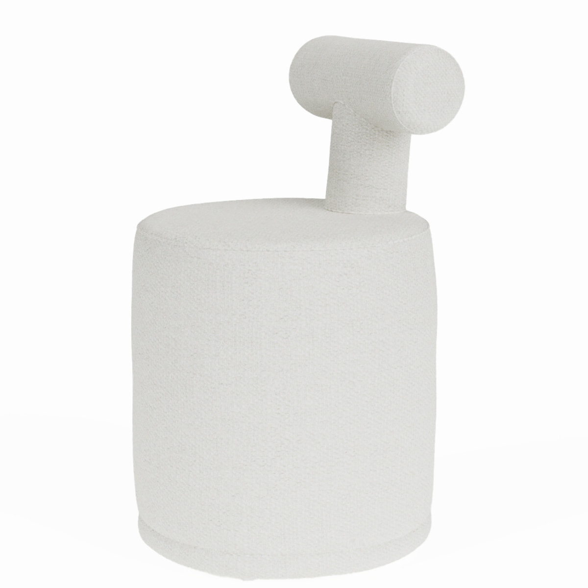 Tom – Pouf avec dossier en tissu chenille blanc