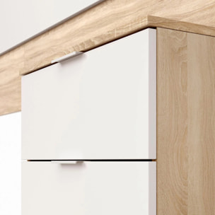 Cabecero con mesitas Akari Blanco Artik (Blanco Mate) - Roble Canadian