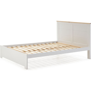 Lit adulte avec tête de lit en bois - NEVEA
