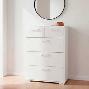 Cassettiera Alta 5 Cassetti Comò Mobile Contenitore Moderno Cassetti Scorrevoli A Sfera Camera Da Letto Ingresso Soggiorno 70.2×39.8×82.7 Cm Bianco