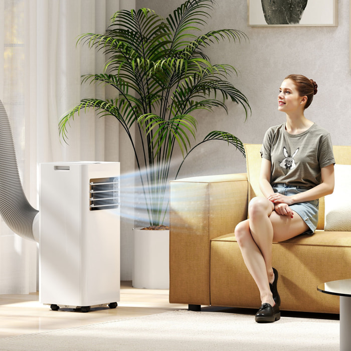 Aire Acondicionado Portátil 3 en 1 9000 BTU Enfriador Ventilador Deshumidificador 24,1 L/Día con Control Remoto Pantalla LED Temporizador 24h 2 Velocidades para Habitación 28m² Blanco