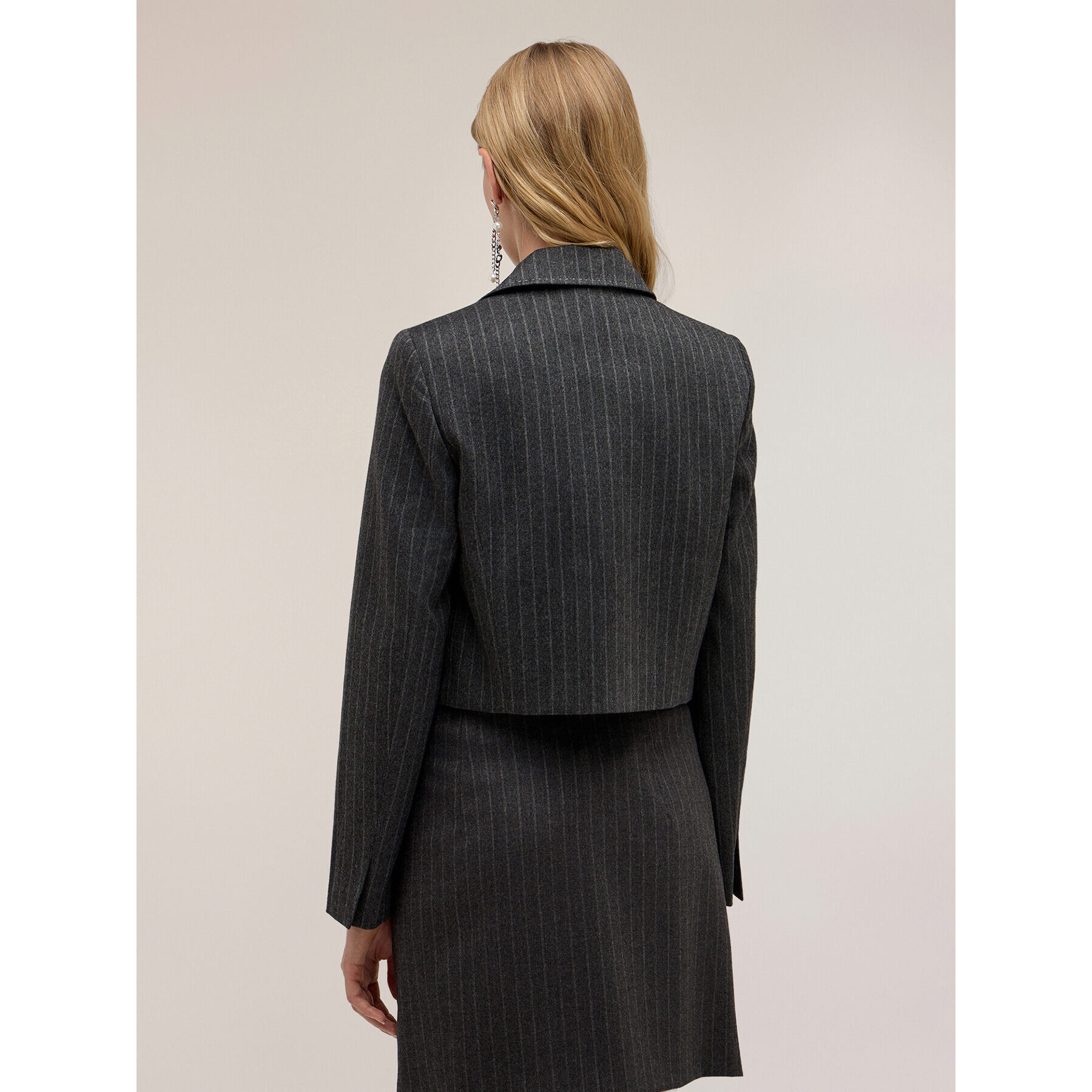 Motivi - Blazer cropped gessato The Tailoring Lab - Grigio