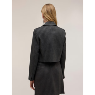 Motivi - Blazer cropped gessato The Tailoring Lab - Grigio