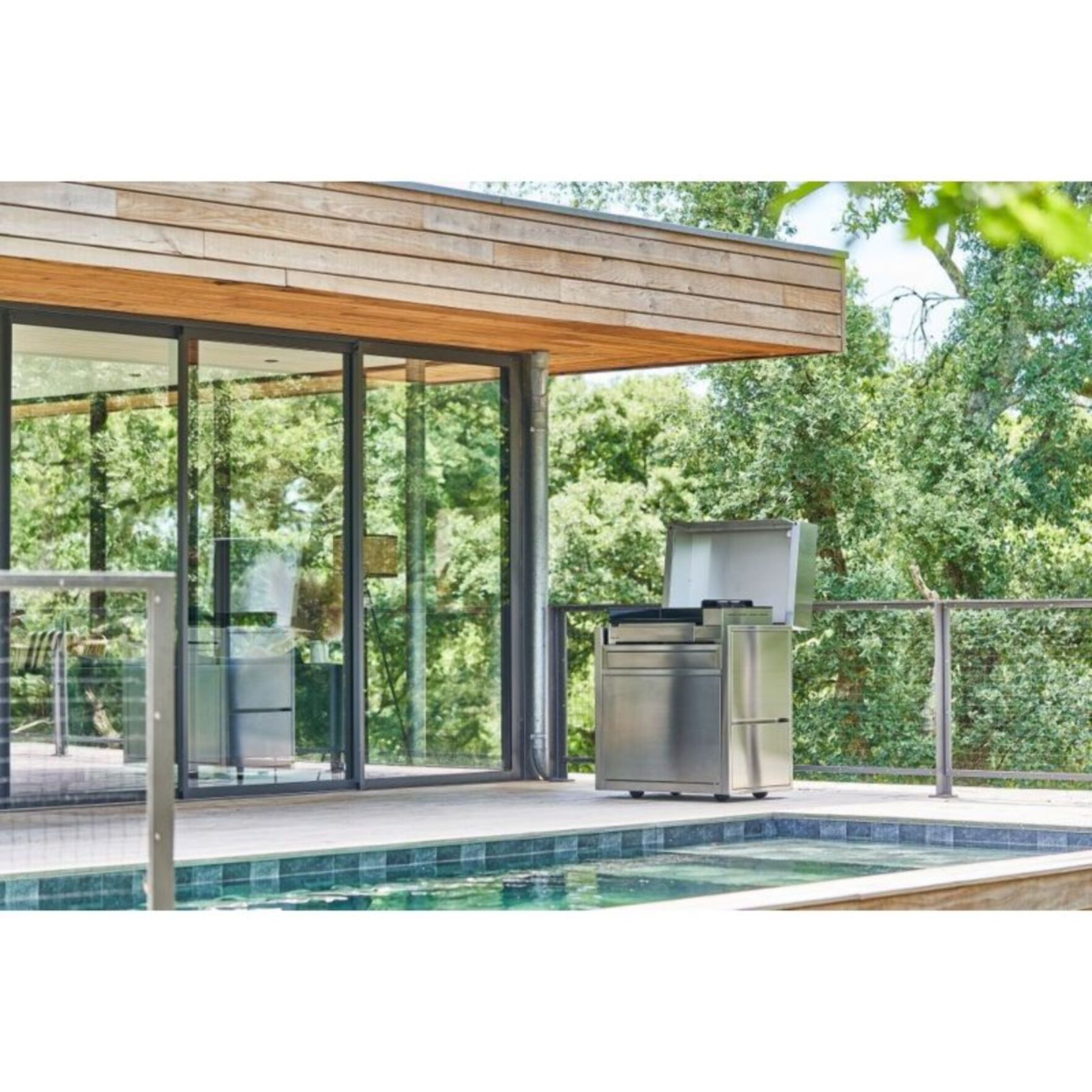 Chariot Plancha FORGE ADOUR CH PIF 60 en inox fermé compatible plancha Premium 60